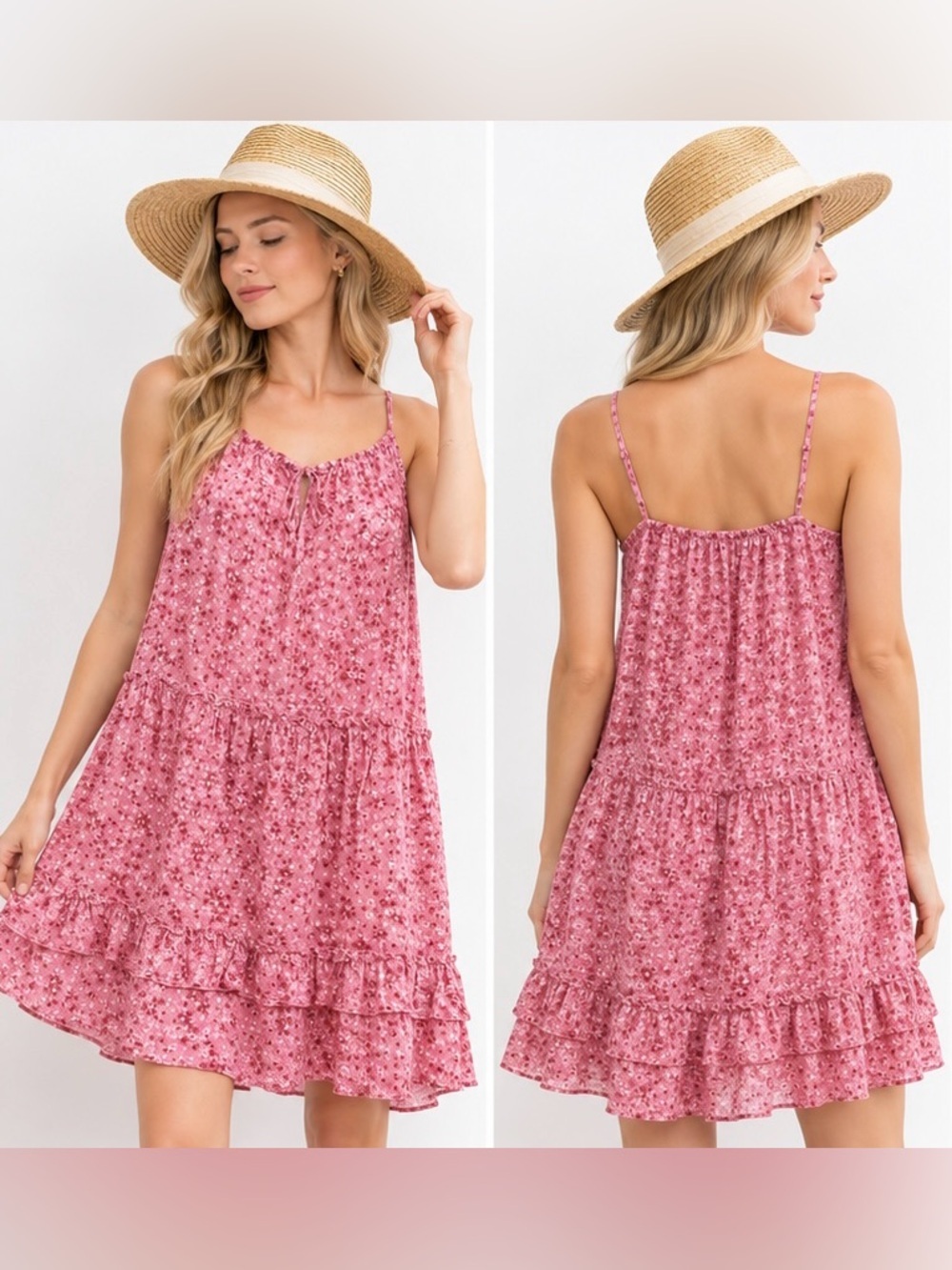 Jack by BB Dakota  Rose Pink Floral Tiered Sundress 💗 M
